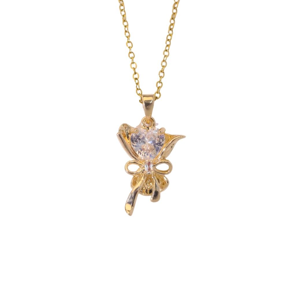 Fashion Bouquet Pendant Necklaces for Women Zirconia Necklace Wedding Party Jewelry Accessories