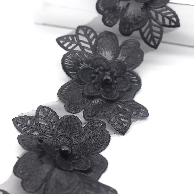 H700 6.5*8cm 10pcs Pearl Flower For Dress Ribbon Lace Trim Knitting Wedding Lace Embroidered DIY Patchwork Sewing Supplies Craft