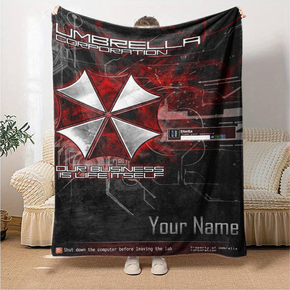 Name Custom Umbrella Corporation Print Flannel Blanket High Quality Warm Comfortable Cover for All Seasons Perfect for Gifts Home Decor