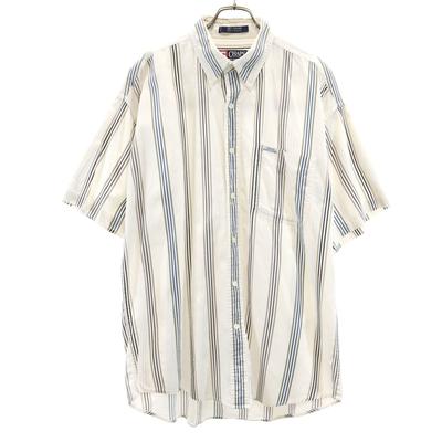 CHAPS RALPH LAUREN Striped Pattern Short Sleeve Button Down Shirt L White Men's Used