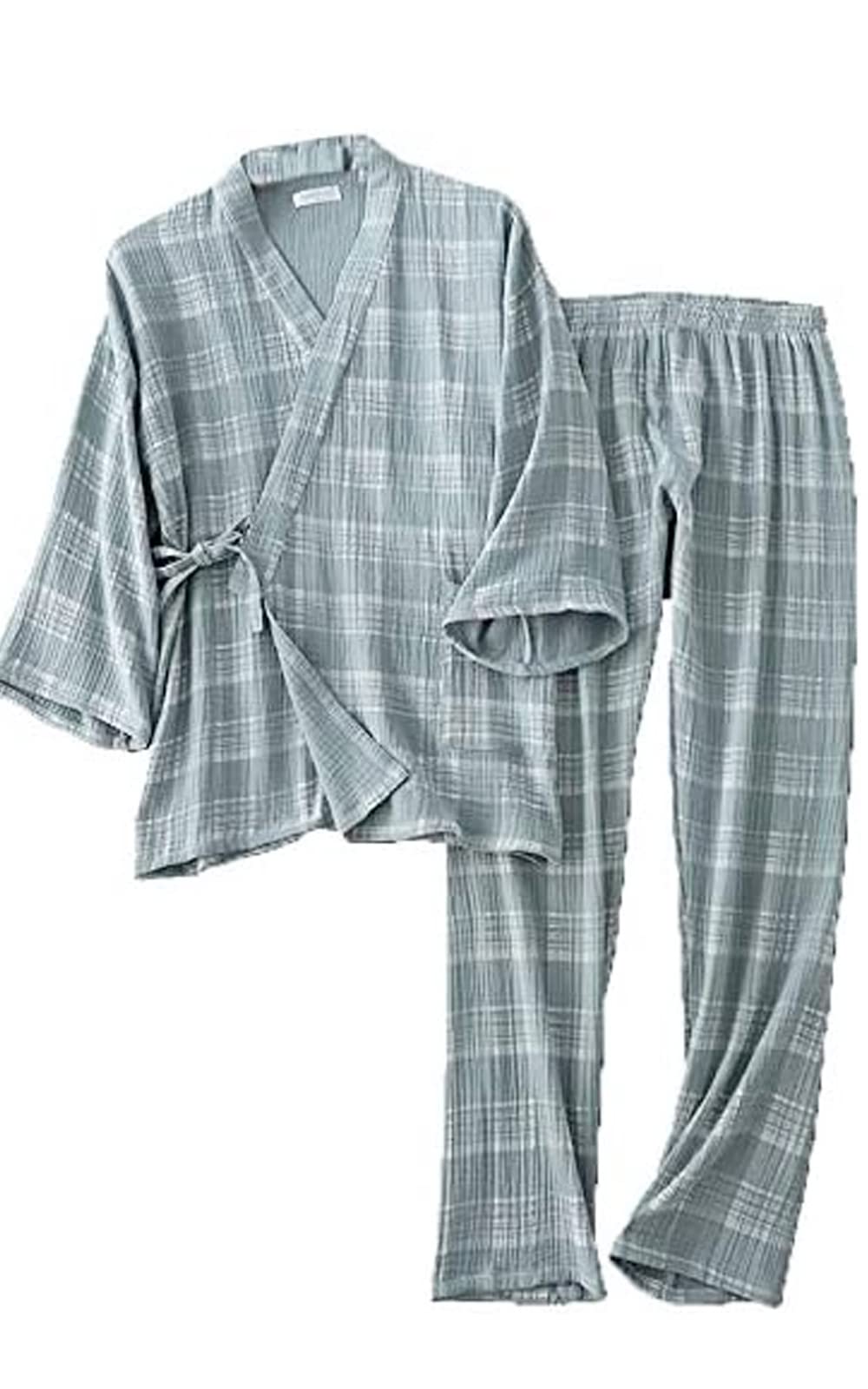 

Пижама из двойной марли для мужчин и мягкая на ощупь, идеально подходит для женщин после ванны, 100% хлопок, унисекс, влагоотводящая, быстросохнущая, (L, Мятный) мятный