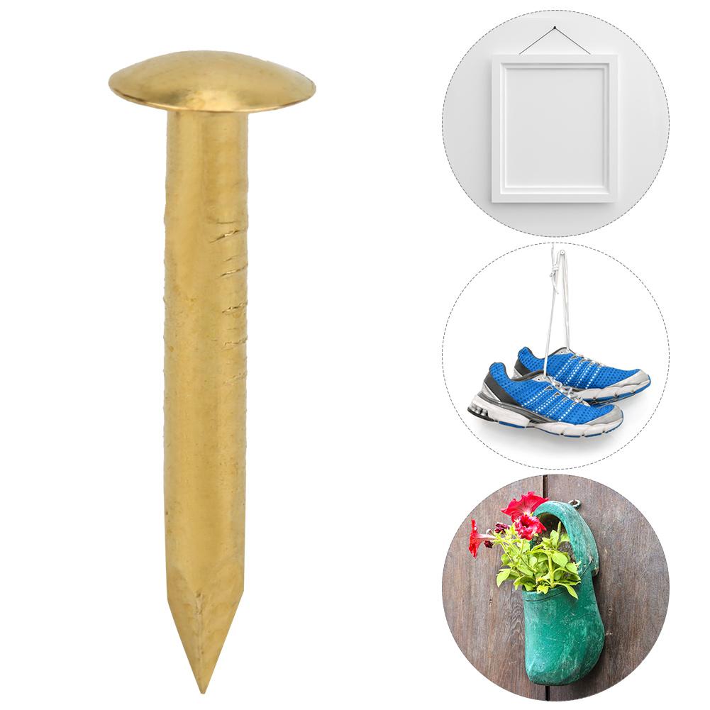 100Pcs Round Head Nail Brazen Brass Vintage DIY Craft Fastener Installation Accessories10mm Length