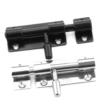 Stainless Steel Door Bolt Silver/black Thickened Door Lock Solid Sliding Bolts Two Installation Methods Anti Theft Wooden Door