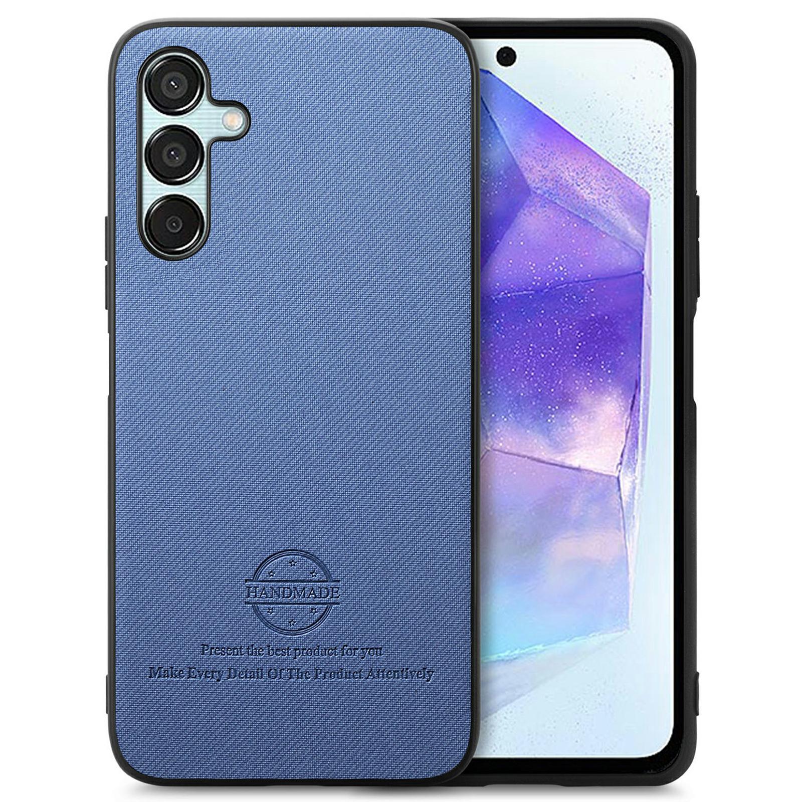 

For Samsung Galaxy A36 5G Case Cloth Texture Leather+PC+TPU Anti-Drop Phone Cover Blue