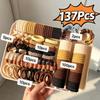 137Pcs High Elasticity Hair Bands Seamless Design Ponytail Holders Hair Ties  Ponytail Styling