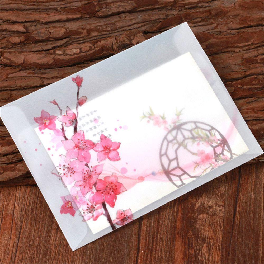 Bag Card Cover Letter Organizer Sulfuric Acid Paper Artificial Parchment Peach Blossom Envelope