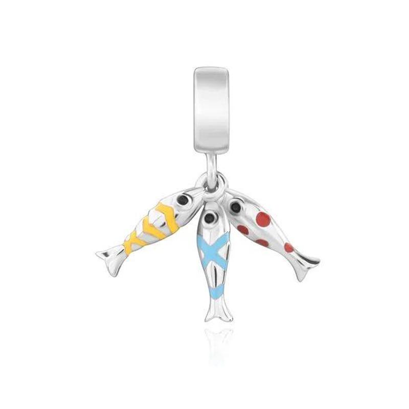 Pandantiv Charm Ocean Argint 925 Broască Țestoasă Delfin Sirenă Brățară DIY Bijuterii Cadou Femei Modă Seria Albastră