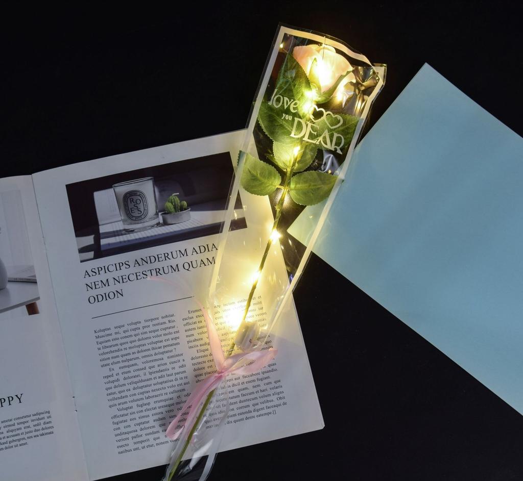 Led Glowing Artificial Silk Flowers Light up Rose Bouquet Valentines Mother's Day Gift for Home Wedding Centerpieces Party Decor