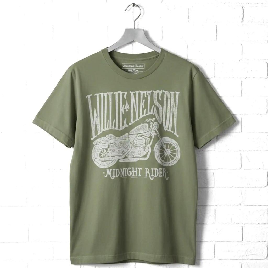 Willie Nelson T-Shirt: Midnight Rider Vintage Print (Men's S-2XL)