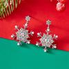 Crystal Zircon Pearl Christmas Stud Earrings Snowflake Long Tassel Earring  Party Accessories