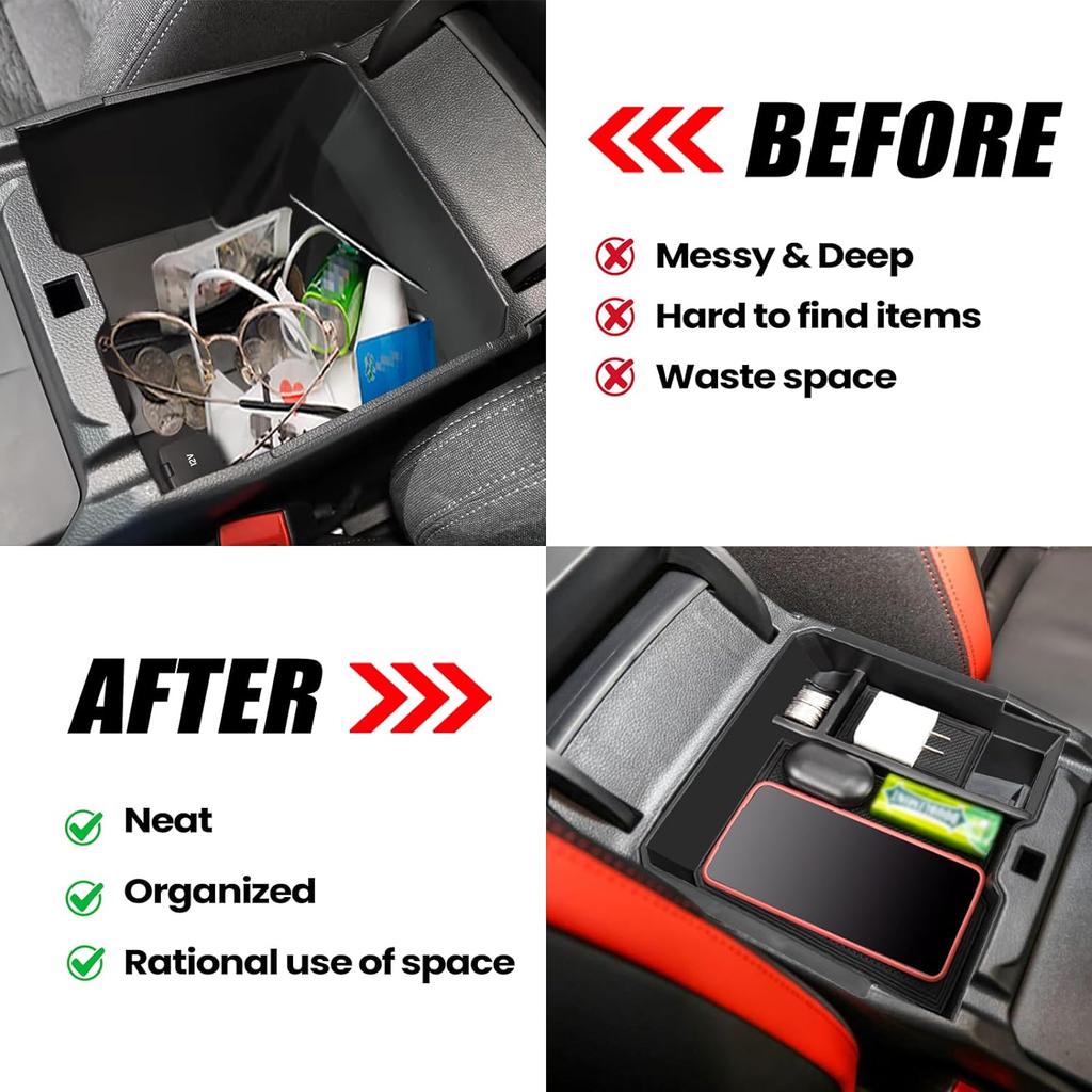 Mittelkonsolen-Organizer-Ablage kompatibel mit 2024 Ford Ranger Raptor Lariat XL XLT Armlehnen-Aufbewahrungsbox-Einsatz Innenzubehör - NUR PASSEND FÜR Elektro