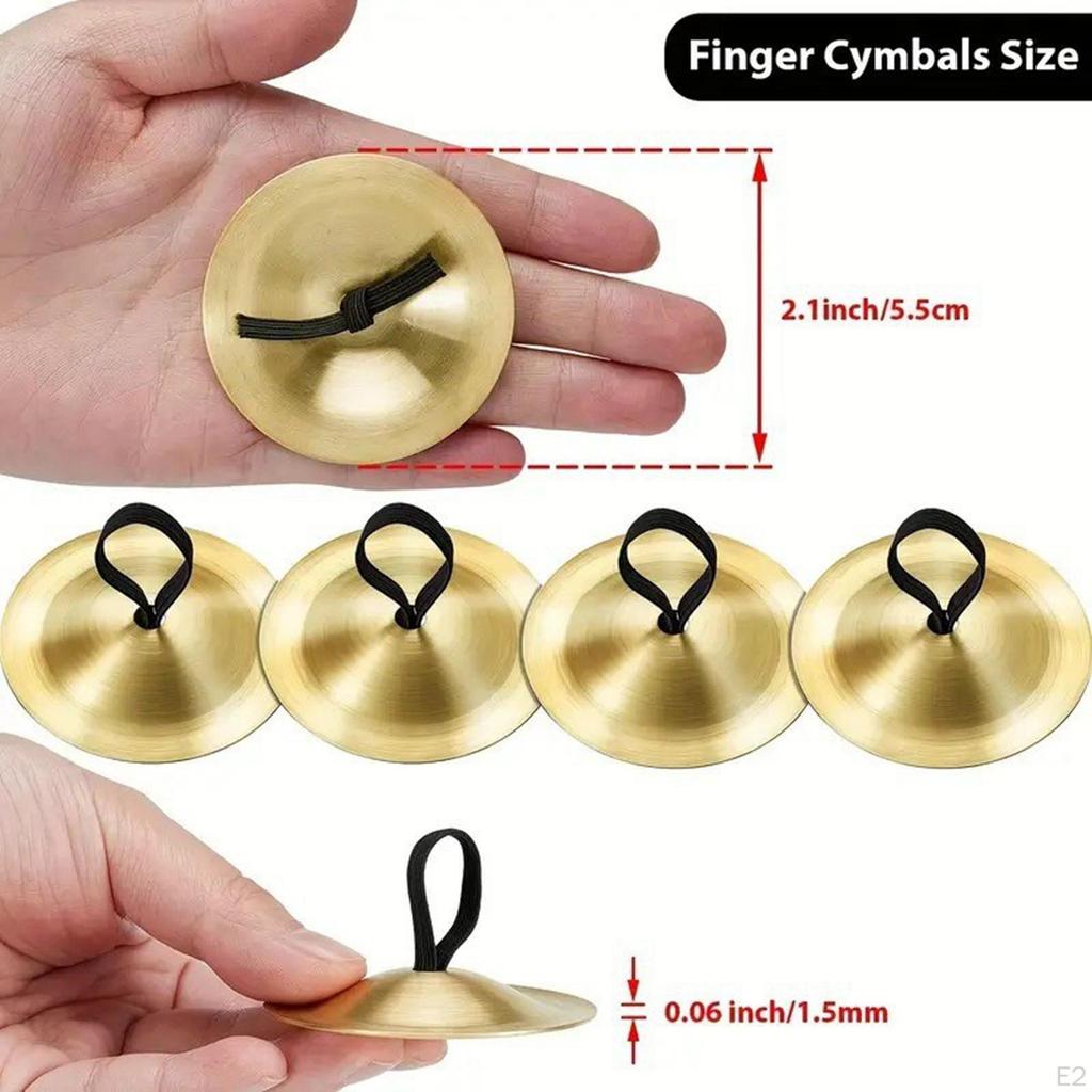 2 Pieces Finger Cymbals for Dance Party Musical Instrument Handheld Events Ensembles