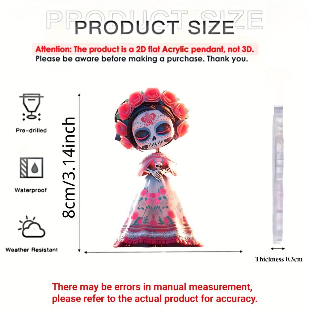 2D Flat Acrylic Pendant Mexican Doll Holiday Ornaments Perfect for Christmas,Carnival,New Year, Halloween - Holiday Home, Office and Party Decorations
