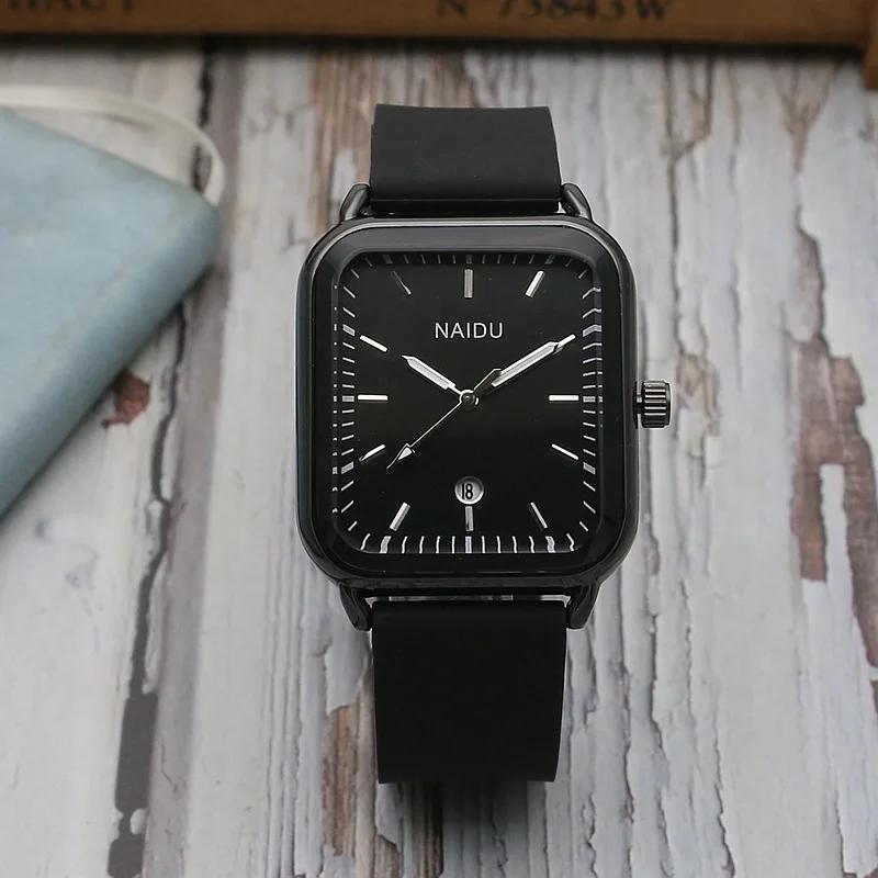 Rectangle Calendar Male Female Watch Fashion Student Silicone Watch Belt Simple Quartz Watch Relogio Feminino Zegarek Damski