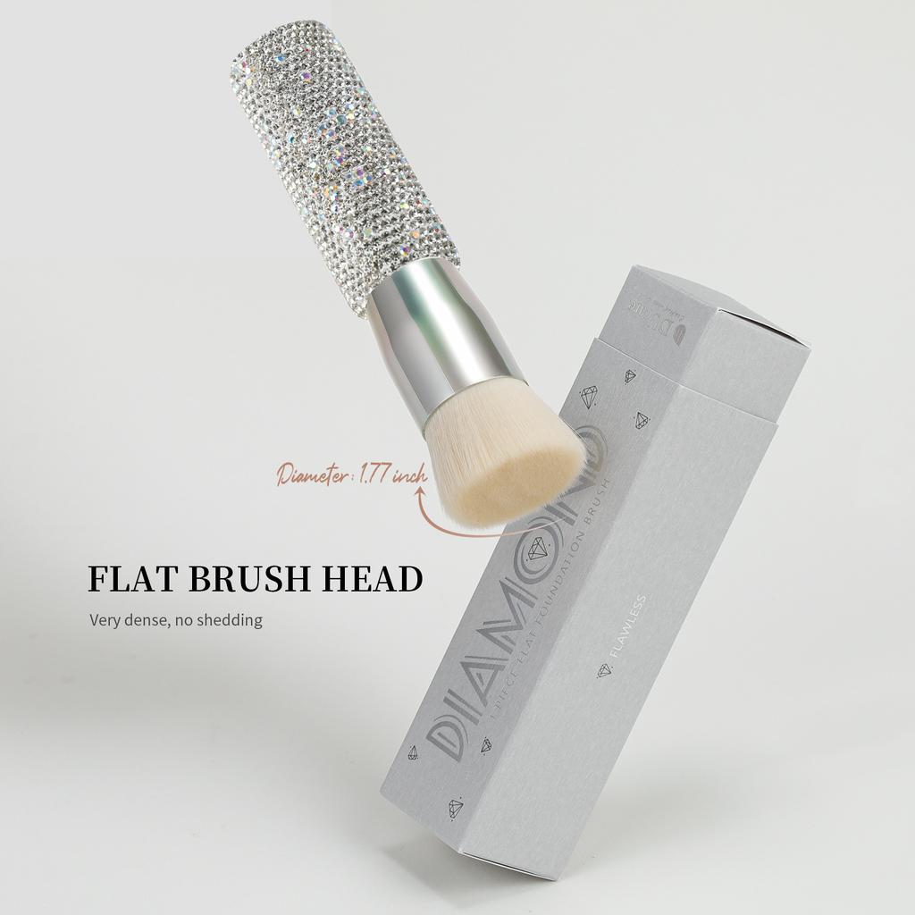 DUcare Rhinestone Foundation brush Diamond Bling Makeup Brush Flat Top Kabuki Brush, Synthetic Professional Liquid Blending Mineral Powder Makeup Tool