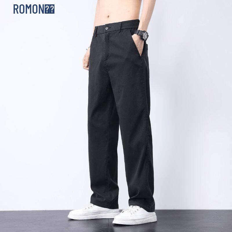 Luomeng Men s Summer Casual Straight-Leg Elastic Pants XL
