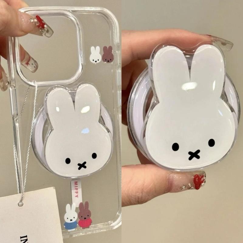 Miffy Magnetic Phone Stand Holder Toys Anime Rabbit Bunny Phone Rack Telescopic Mobile Phone Airbag Stand Phone Case Decoration