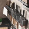 Stainless Steel Wall-Mounted Kitchen Organizer with Knife & Chopstick Holder