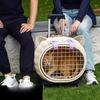 Draagbare Hondenmand Grote Capaciteit Kat Reistas Ademende Rotan Vlechtwerk Hondenkooi Multifunctionele Huisdierenbuggy voor Katten