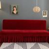 Stretch Velvet Futon Sofa Bed Cover Armless Thick Plush Sofa Cover with Skirt Sofa Slipcover Couch Cover Furniture Protector