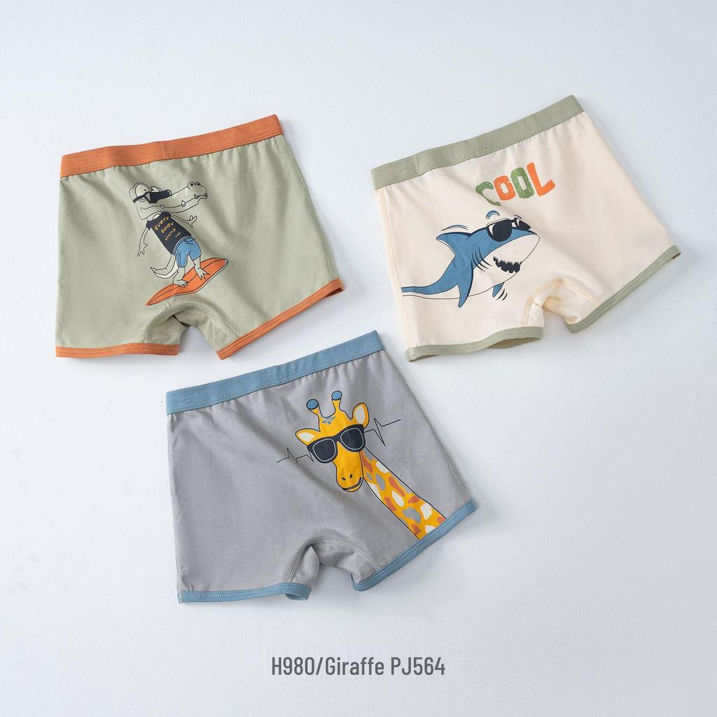 Antibacterial Cotton Boxer Briefs for Boys: 3-Pack, Class A, Middle & Large Children