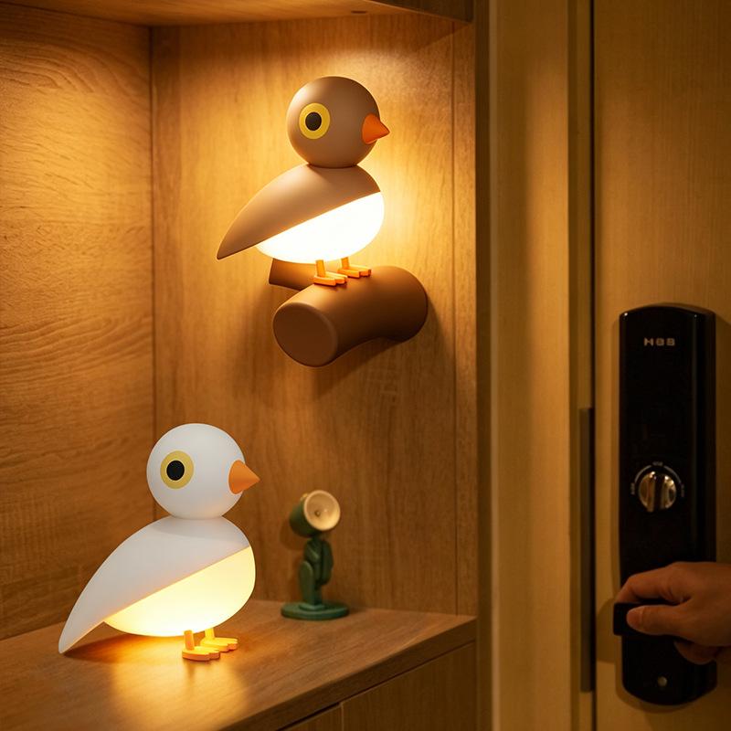 Lucky Bird Night Light with Magnetic Attachment and Human Body Induction Function, Household Bird-shaped Night Light