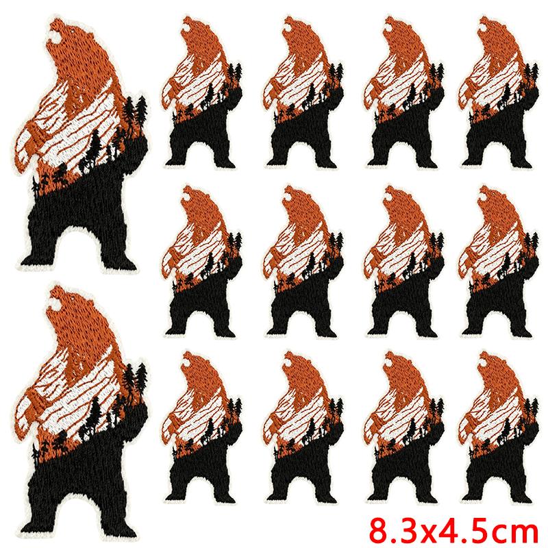 

10 шт. Оптовая продажа Мультяшные животные Медведи Вышитые нашивки Пейзаж природы Пришивные нашивки для утюга DIY Шляпы Куртки Значок для шитья Украшение