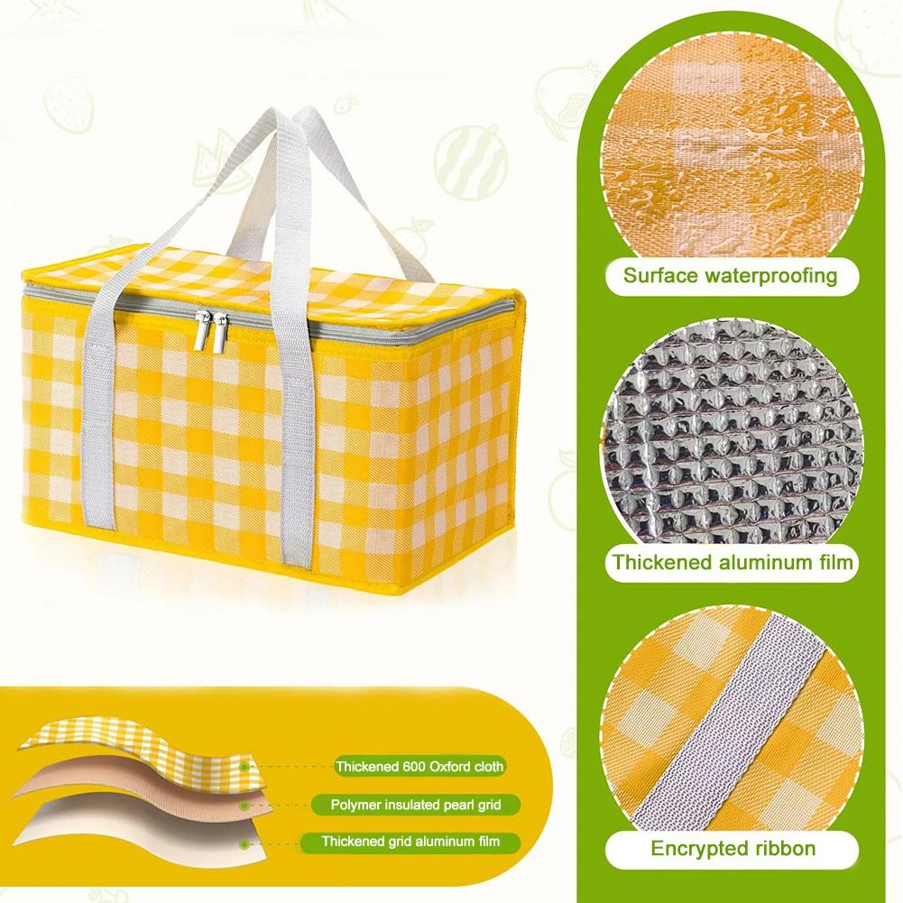 Large Capacity Picnic Insulated Storage Bag Outdoor Camping Food Thermal Pouch BBQ Basket Tote Bag For Camping Lunch Cooler Bags