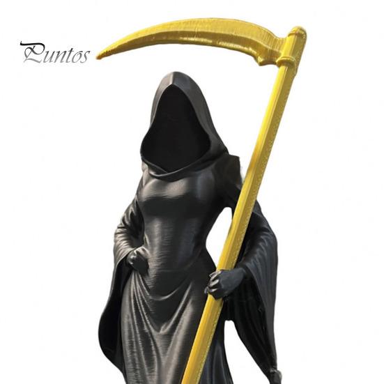 Ornamento per la Casa Gotica Statua del Mietitore Femminile Stampata in 3D, Statuetta in Resina Senza Volto con Cappuccio e Falce Nostalgica Retrò Staccabile,