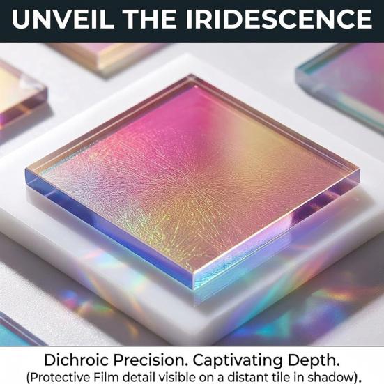 300/500Pcs Mini Iridescent Acrylic Squares, Translucent Holographic Tiles, Rainbow Acrylic Sheets for Mosaic Art, DIY Crafts, Light & Shadow Projects