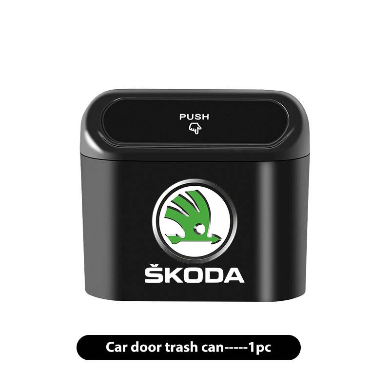 Car Trash Bin Hanging Garbage Dust Case Storage Box Trash Can For Skoda Kamiq MK3 Roomster Rapid Kodiaq Karoq Fabia Enyaq fsjn24