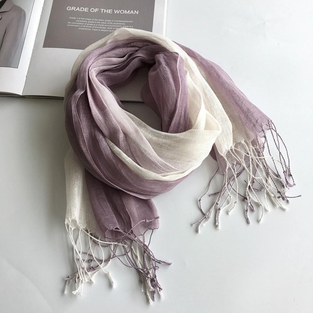 Lightweight Pure Linen Scarf Sun Protection Shawl Wrap Pure Neck Scarf  Daily Wear