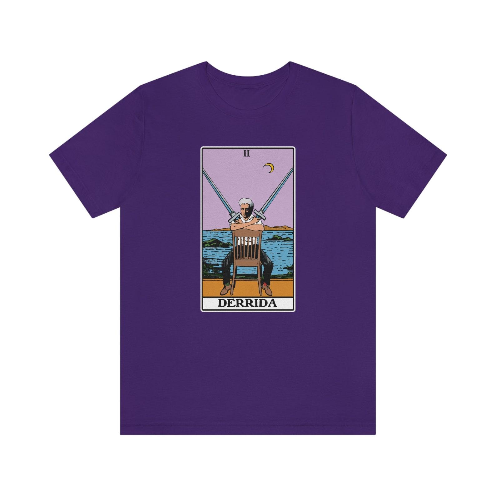 Jaques Derrida Two of Swords Tarot Card Philosophy T-shirt 3XL