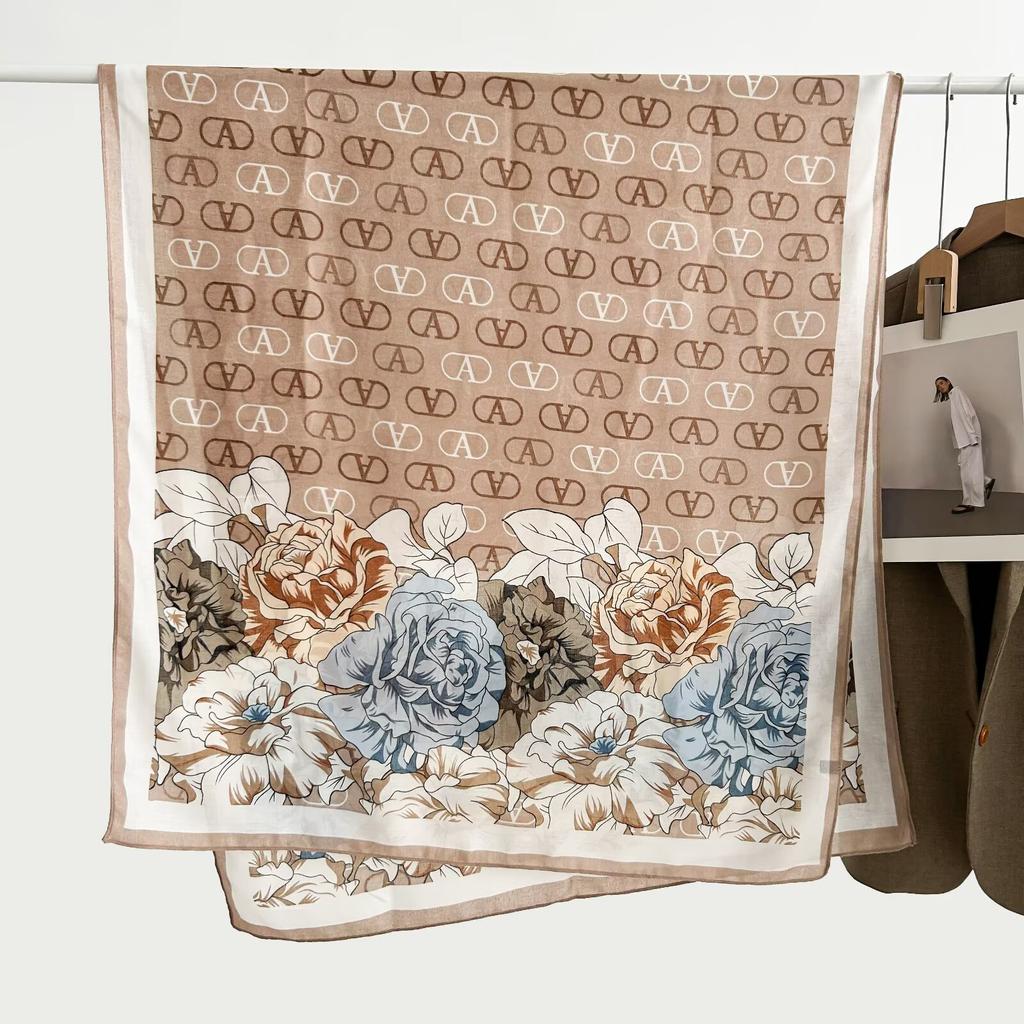 Thin Scarf Versatile Women's Scarf Shawl Imitation Cotton and Linen High-end French Silk Scarf Long Scarf Cross-border Special Supply