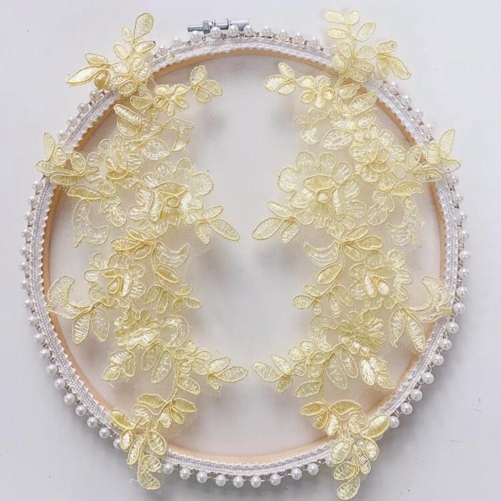 1Pair Polyester Fiber Embroidery Flower Patches DIY Handmade Floral Patches Floral Applique Lace Patch Clothing Accessories