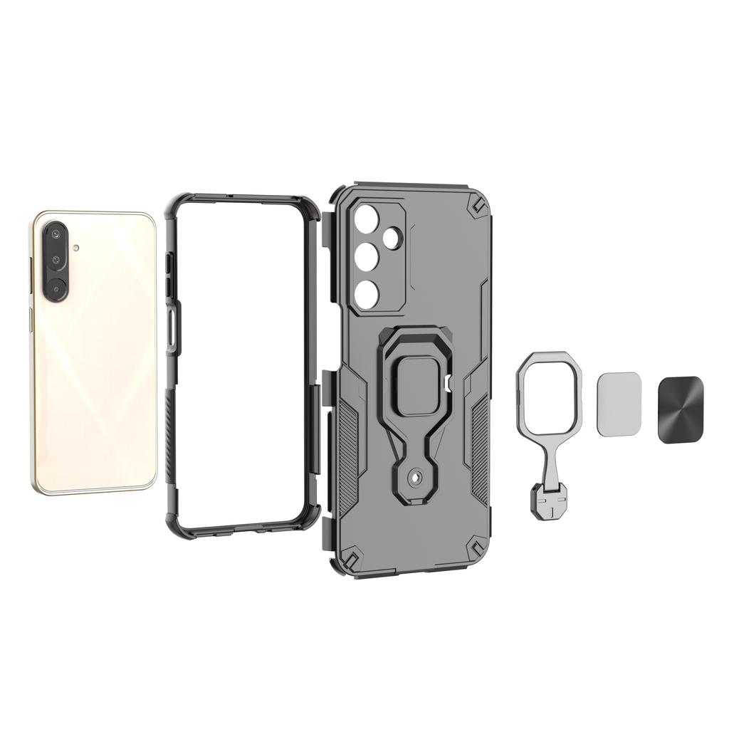 For Samsung Galaxy M16 5G Case Rotatable Ring Kickstand PC+TPU Shockproof Phone Cover