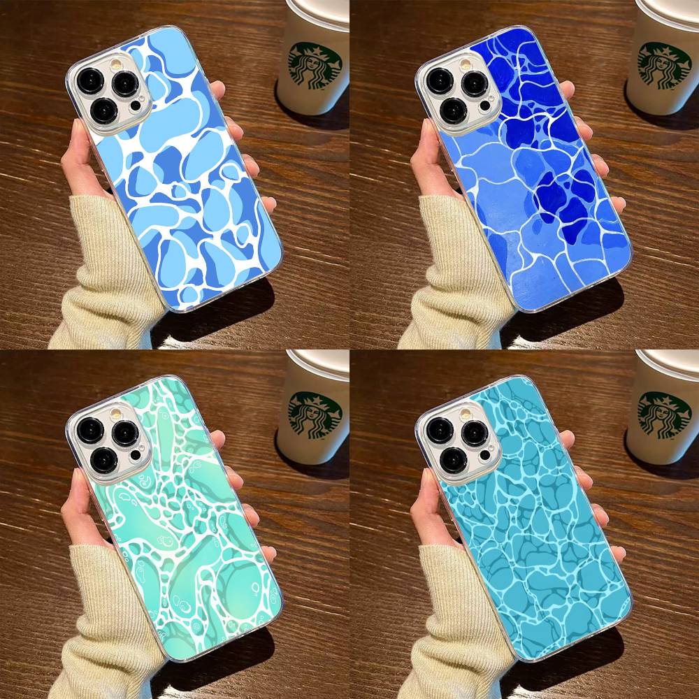 Water texture Phone Case For iPhone17,16,15,14,13,12,11 Plus,Pro Max Soft Transparent Cover