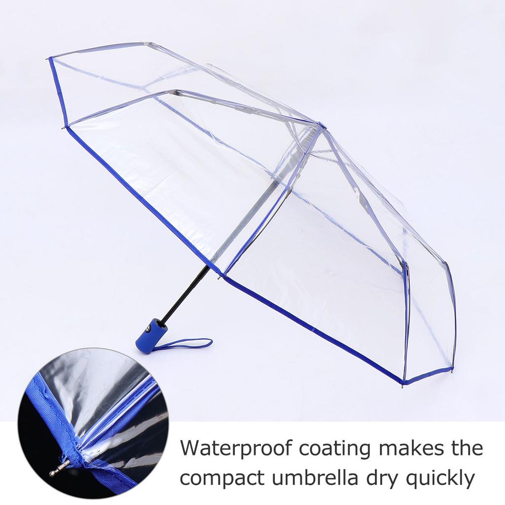 Handle Fully Automatic Three-fold Transparent Umbrella Travel Men Women Folding Mini Material: Rubber Small Rainy Day
