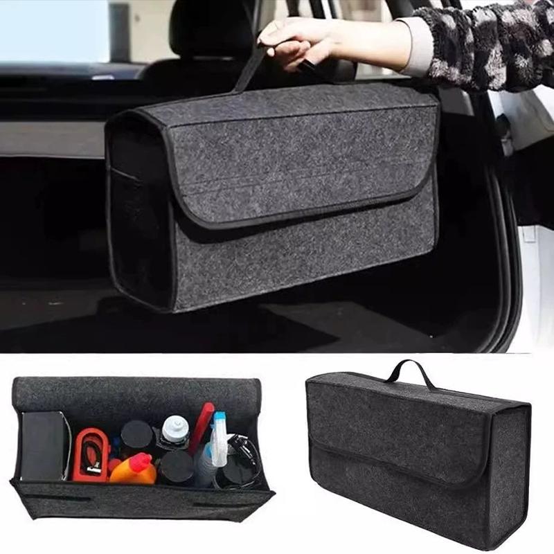 Foldable Felt Storage Bag for Car Trunk Collapsible Trunk Organizer for Travel Supplies Multi-Purpose Cargo Storage Box
