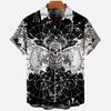 Tendenza Estiva Stampa Floreale Teschio Camicie da Uomo Top Manica Corta Hawaiano Streetwear alla Moda Abbigliamento Casual da Esterno per Uomo e Donna Camicetta