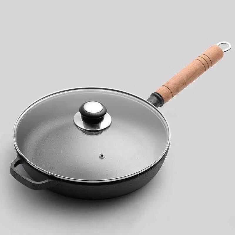 Wutuo 29cm Cast Iron Frying Pan with Wooden Handle