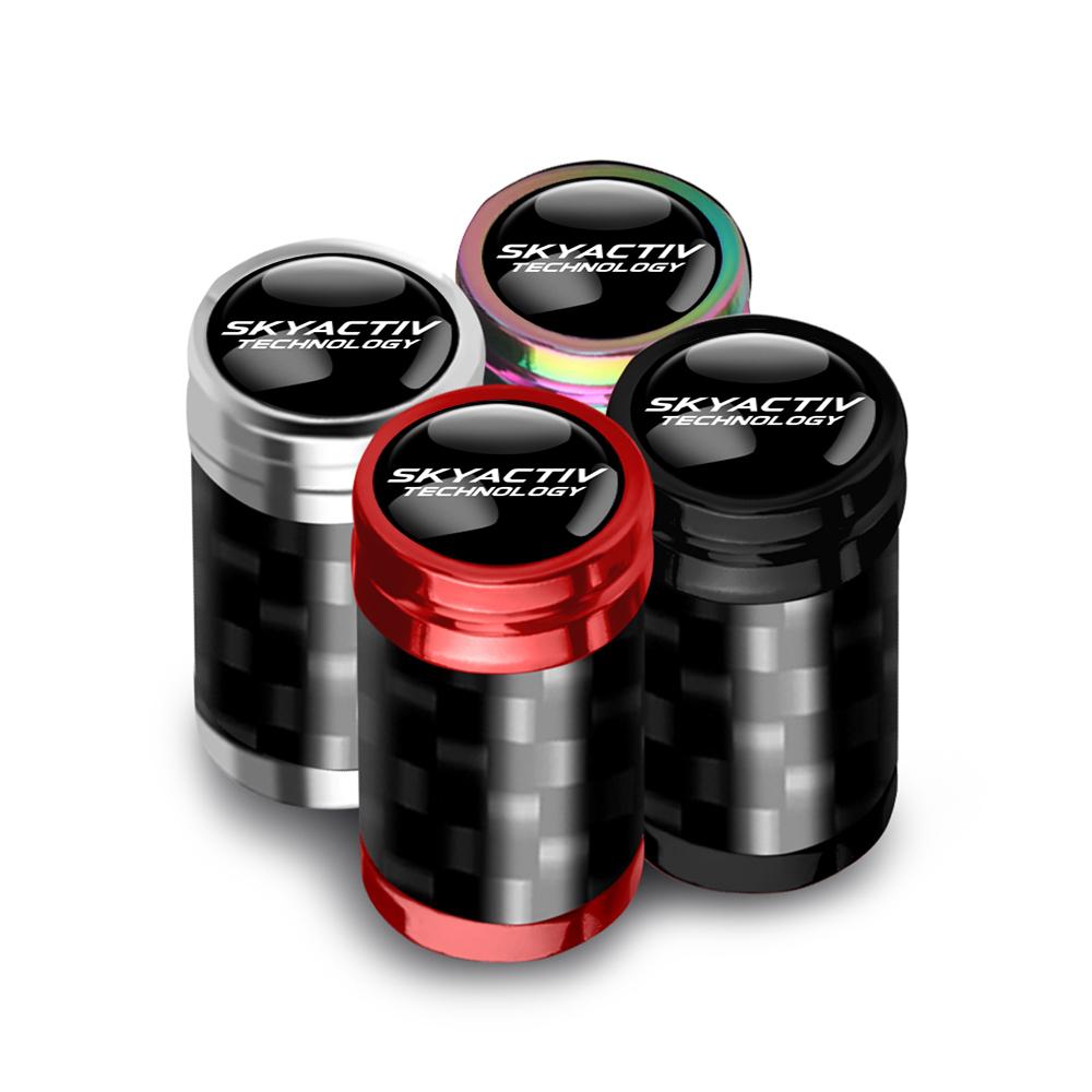 4Pcs Carbon Fiber Car Wheel Tire Valve Stem Air Cap For Mazda MS 2 3 5 6 CX5 CX9 CX7 CX4 CX3 CX30 MX5 MX3 BK Skyactiv h4