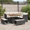 8-Piece Garden Sofa Set with Black Cushions In Poly Rattan and Acacia 3361475