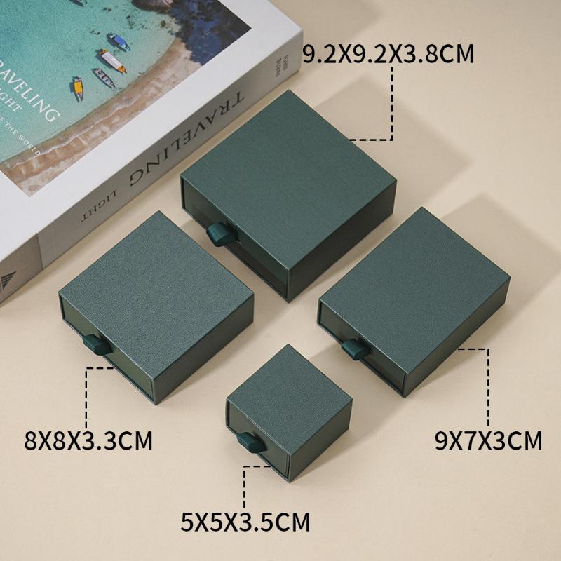 Necklaces Earrings Ring Drawer Boxes Small Travel Jewelry Gift Display Packaging Box Outer Paper Inner Velvet