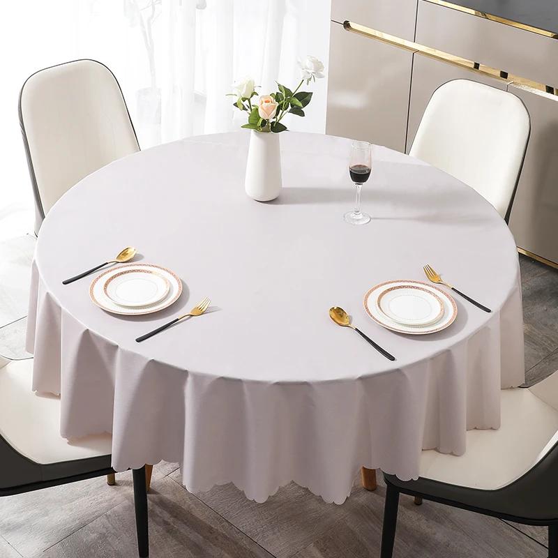 Simple Business Style Solid Color Round Tablecloth Thick Multicolor Table Cover Waterproof Oil Resistant Washable Table Case
