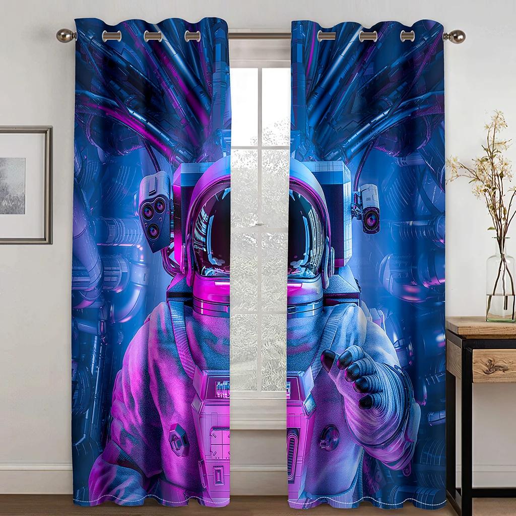 Anime Cartoon Space Astronaut High Shading Curtain for Living Room Bedroom Hotel Window Thick Blackout Curtains Various Drape