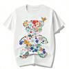 2025 Summer Fashion Flower Bear Printed Cotton T-Shirt Unisex's Birthday Commemorative T-Shirt Gift Short Sleeve