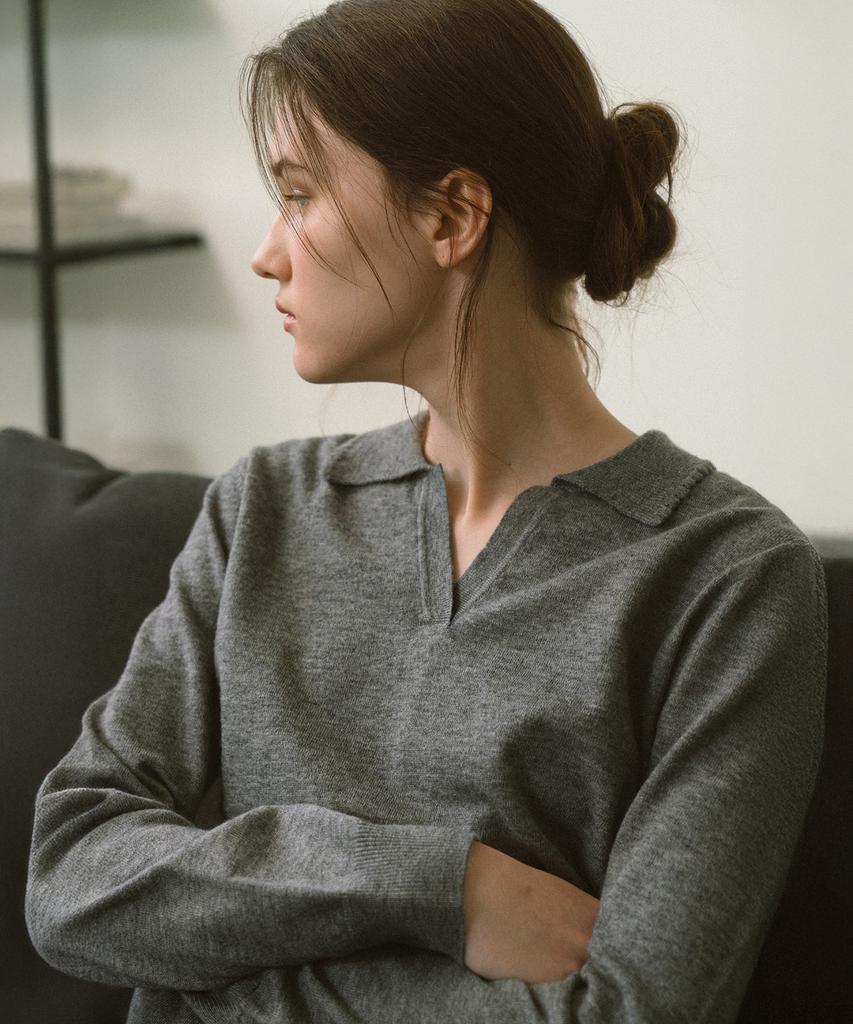 YUPPE Frill Collar Knit_Gray