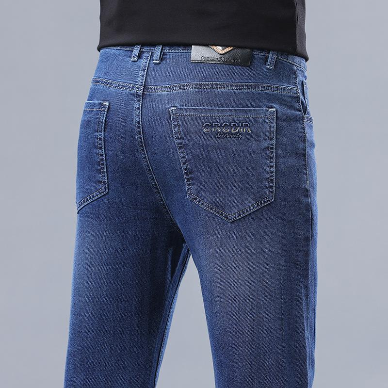 Frühling und Herbst Neue High-End-Plüschjeans für Männer Gerade Röhre Slim Fit Elastische Dicke Freizeithose Herbst und Winter Herrenhose