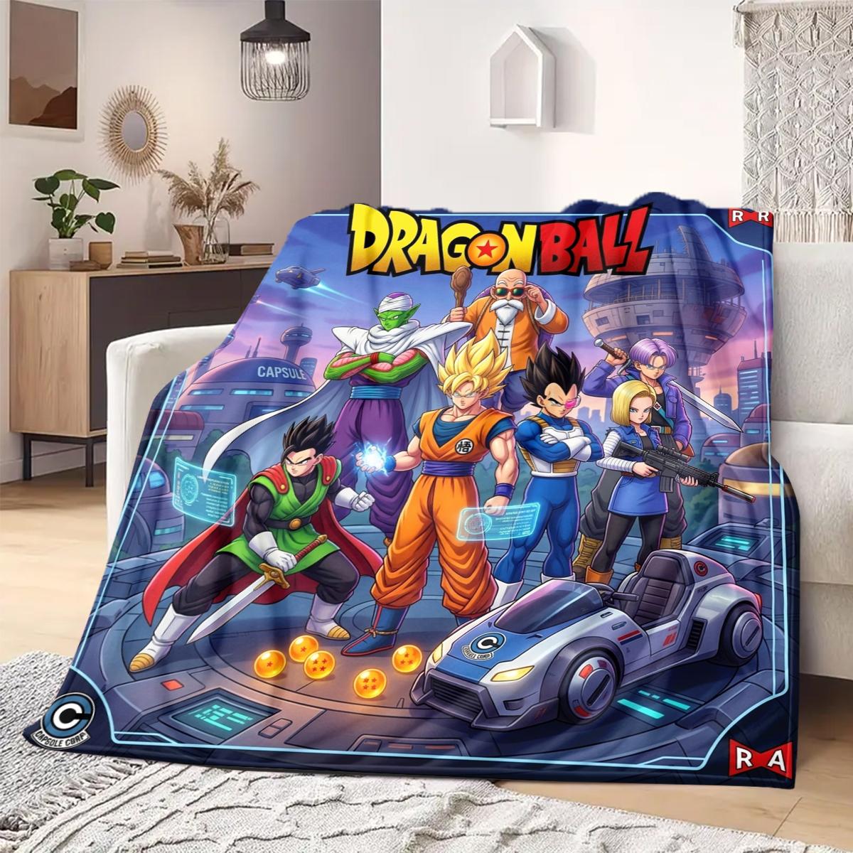 Dragon Ball Flannel Blanket Printed Warm Comfortable, For Bedrooms, Sofas, Beds, Chairs, Picnics, Travel -HE4 75x90cm